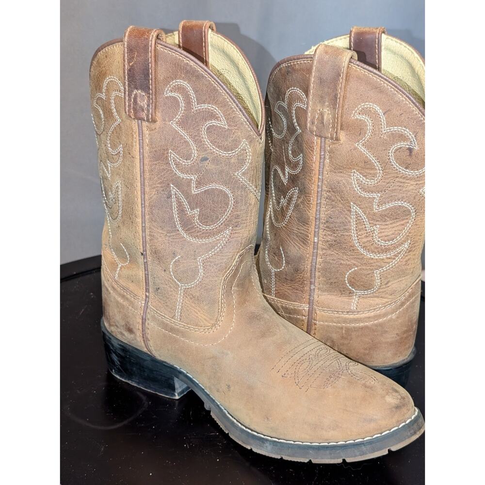 Double H Cowboy Boots Youth Women's Size 2.5 D All Leather Western Workwear